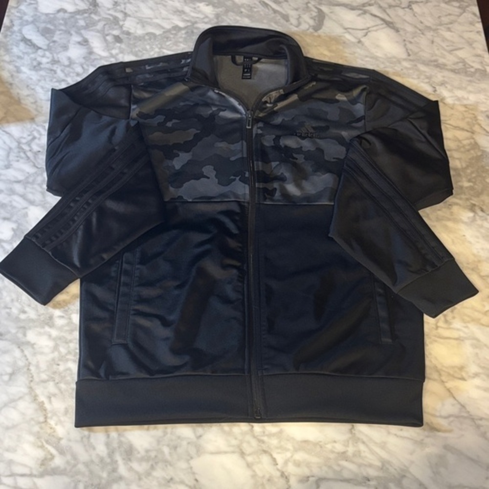 adidas Black and Gray Camouflage track Jacket